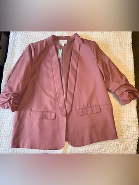 Anthropologie Rose-Mauve Open-Front Blazer Jacket